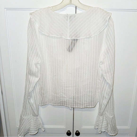 New Steve Madden Bay Ruffle Crop Top Coconut Milk Sz Large CottageCore Romantic - Picture 6 of 15